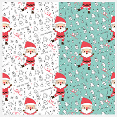 Santa and Christmas element seamless pattern