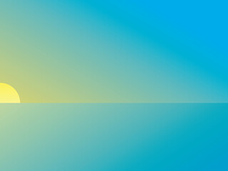 Vector art poster with minimalistic concept. A simple image of sunrise at sea. Graphic image with gradients. Illustration is great for notebook or book cover, web banner with creation atmosphere.
