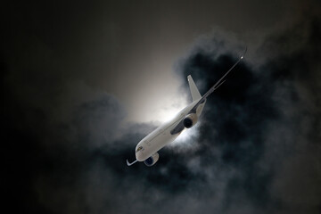 Naklejka na ściany i meble Passagierflugzeug Airbus A 330 Turbolenzen, Himmel, Wolken