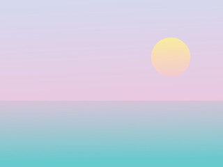   Vector art poster with minimalistic concept. A simple image of Sunset in the ocean by evening. Graphic image with gradients. Illustration is great for notebook or book cover, web banner with creatio