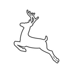 Logotipo silueta de rena saltando en líneas de color gris