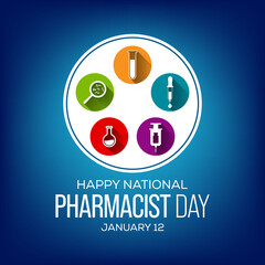 Vector illustration on the theme of National Pharmacist day observed each year on January 12th.