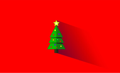 christmas tree on red background