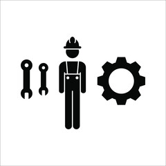 Technician icon with simple silhouette design isolated on white background. vector eps 10