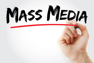 Mass Media text with marker, concept background