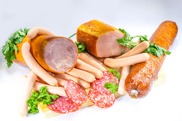 Meat allsorts on a round board
