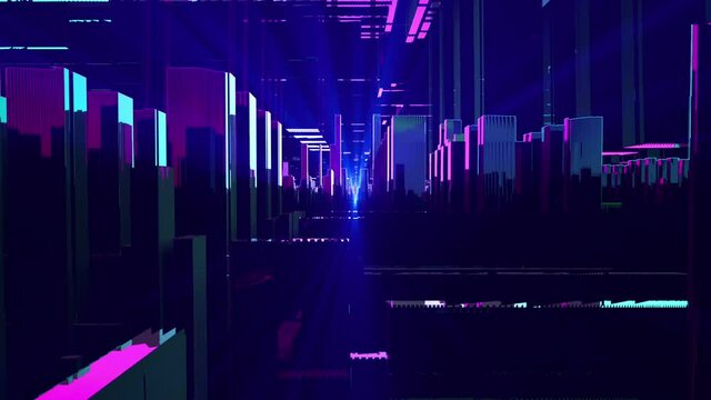 Futuristic Dark City. Vj Loop