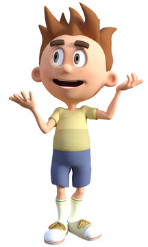 A cute cartoon kids standing and thinking