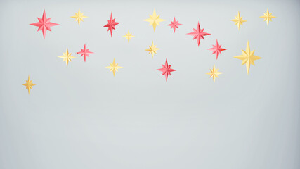 background with red gold metal stars hanging  Christmas decorate 