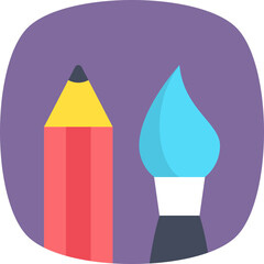 
Stationery supplies, paint brush and crayon
