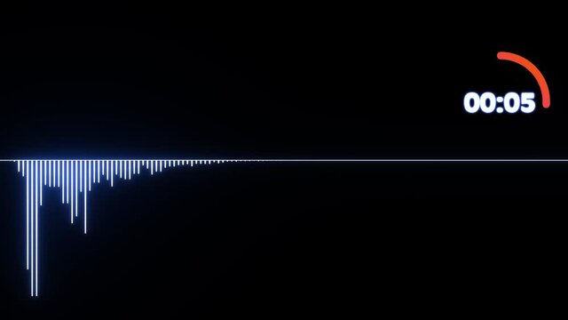 Audio spectrum waveform, Abstract 3D sound waves with Colorful loading infographic sound timer & countdown clock of sixty seconds, 4k, 3D render