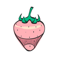 Strawberry icon in color drawing. Fruit healthy lifestyle vitamin juicy