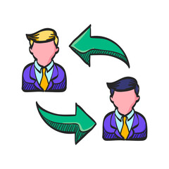 Employee rotation icon in color drawing. Position human resources