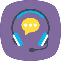
Headphones with chat bubbles is concept of helpline and call center 
