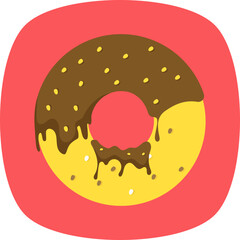 
Donut with colorful sprinkles and chocolate topping
