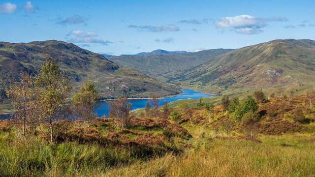 Looking into the remote Glen Finglas in the Trossachs National Park in Scotland