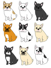 9頭のフレンチブルドッグ