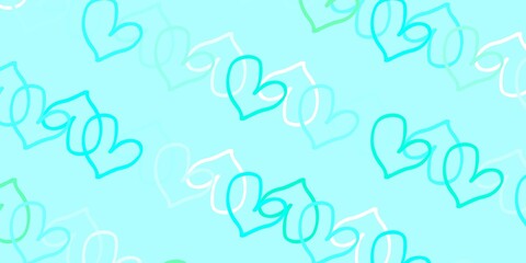 Light Green vector background with hearts.