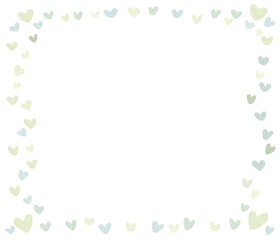 ハート、フレーム素材、（水彩、グリーン、ブルー、緑、カーキ、縁、）