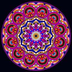 Decorative ornamental mandala with 3d effects in a bright colors