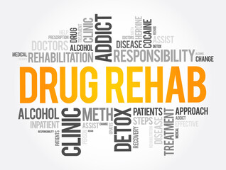 Drug Rehab word cloud collage, health concept