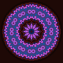 Decorative ornamental mandala with 3d effects in a bright colors