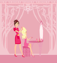 beautiful woman in hairdressing salon