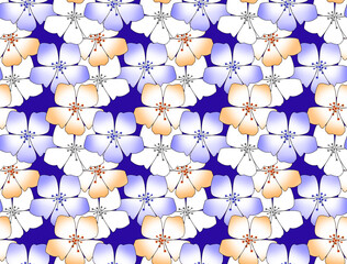 Fantastic flowers in a randomly scattered form. Seamless background for printing on paper or fabric.