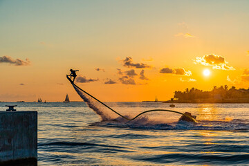 Flyboard Extreme, Man Flyboarding at Sunset, Key West South Florida