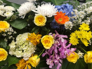 Close up Colorful Flowers Bouquet  Background.