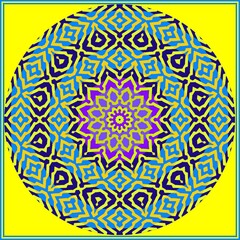 Decorative geometric mandala in a bright colors in the ethnic style
