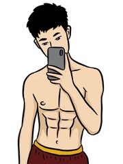 Fototapeta premium cartoon cute man on white background