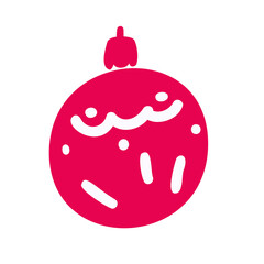 Christmas red toy balloon on the Christmas tree. The symbol of the holiday. Merry Christmas.