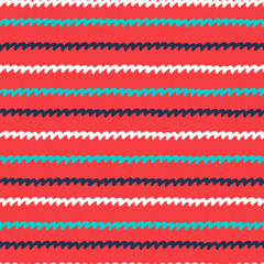 Seamless repeating pattern with hand drawn wavy lines on red background for wrapping paper, surface design and other design projects
