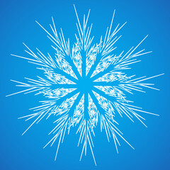 isolated, on blue background, white snowflake