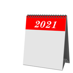 Tischkalender mit Deckblatt 2021 auf weißem Hintergrund
