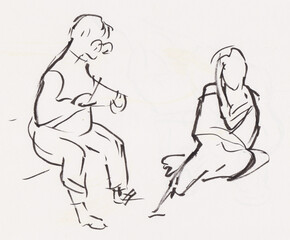 instant sketch, two people