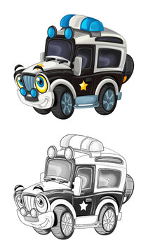 cartoon police car black white clip art preview