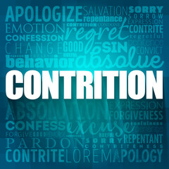 Contrition word cloud collage, concept background