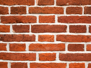 The closeup of the red brickwall as a background.