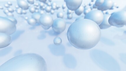 Abstract background of silver balls in space 3d illustration