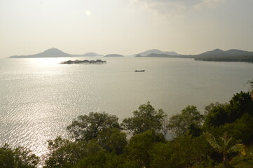 Sunset over thebeaches and islands of Southern Myanmar / Burma in Southeast asia