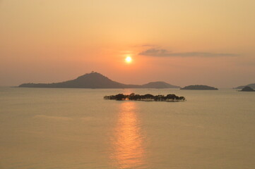 Sunset over thebeaches and islands of Southern Myanmar / Burma in Southeast asia