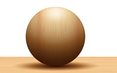 3d wooden ball on the wooden table