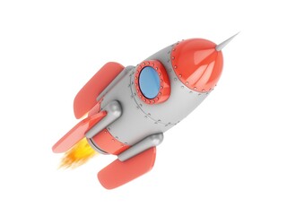 3D Rendering Rocket Space Ship isolated on white background