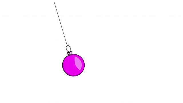 Christmas ball animation with Alpha channel. 2D motion design element. Seamless loop. Violet purple magenta