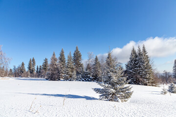 Winter landscape. Zyuratkul national Park, Chelyabinsk region, South Ural, Russia.