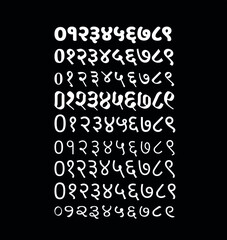 Fototapeta na wymiar 0 to 9 Devanagari digits in nine different font. Hindi digits. 