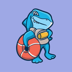 cartoon animal design sharks wearing diving gear cute mascot logo