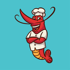 cartoon animal design cool shrimp cute mascot logo